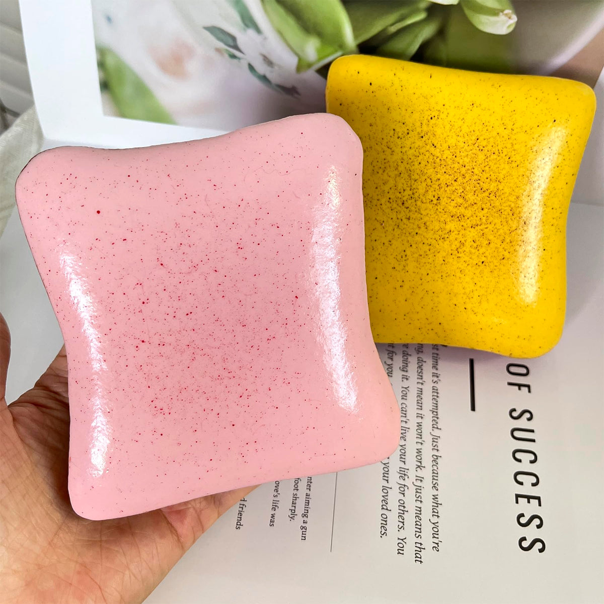 Bread Butter Squishy – Slow Rising Stress Balls for Fidget & Focus (Yellow & Pink)