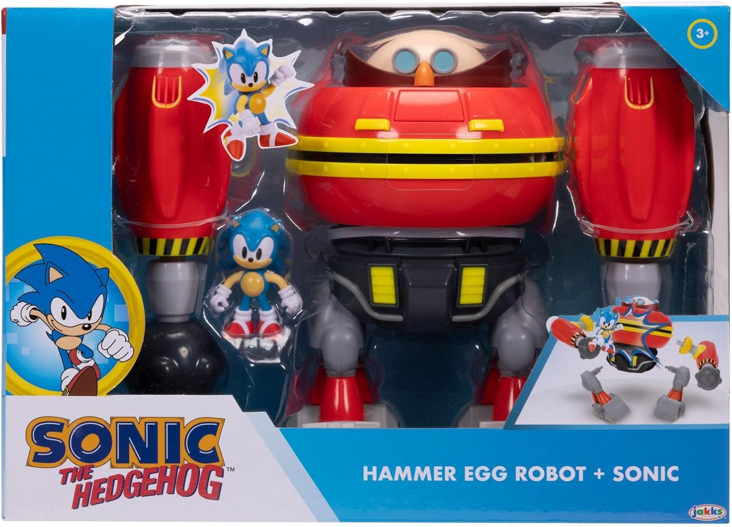 Sonic The Hedgehog 2.5-Inch Figure + Hammer Egg Robot Deluxe Playset – 360° Spin Attack & Projectile Arms