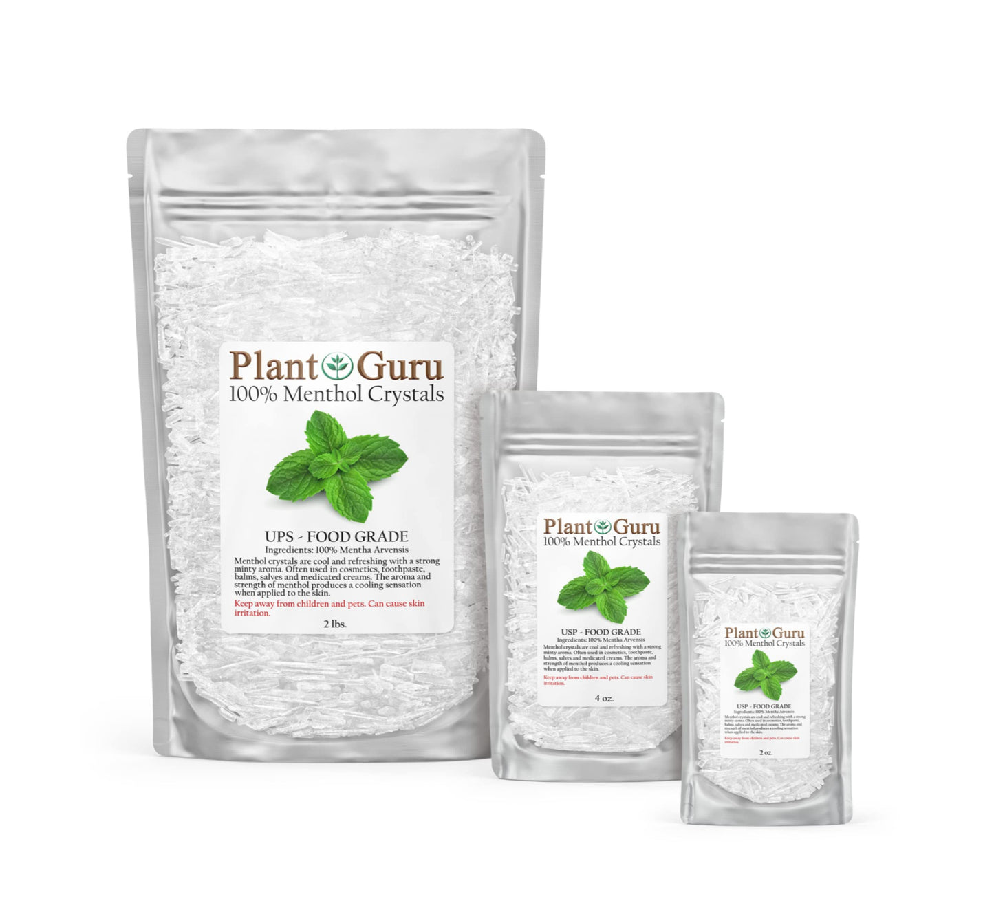Plant Guru Menthol Crystals 1 lb Bulk – Pure Mentha Arvensis USP Food Grade
