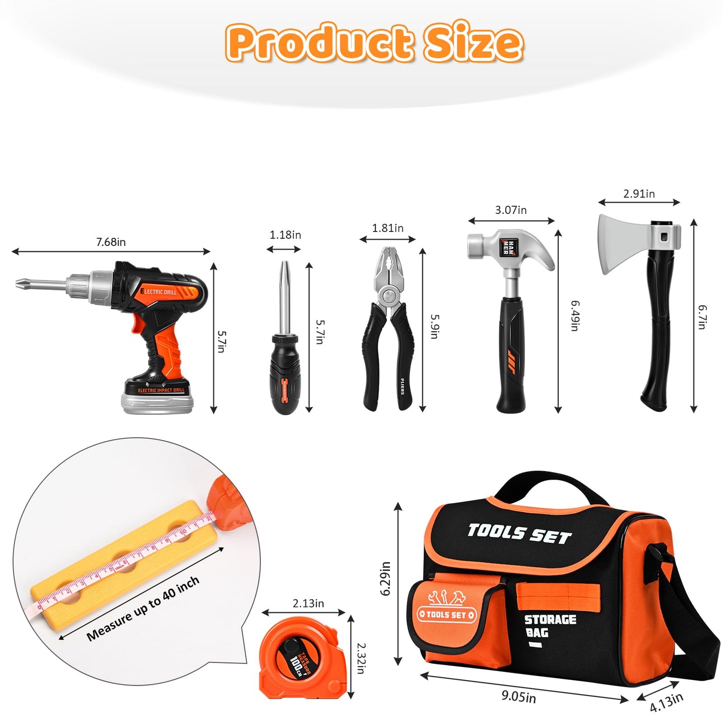 breibowski Kids Tool Sets with Portable Bag – Toddler Tool Kit with Electric Drill Toy