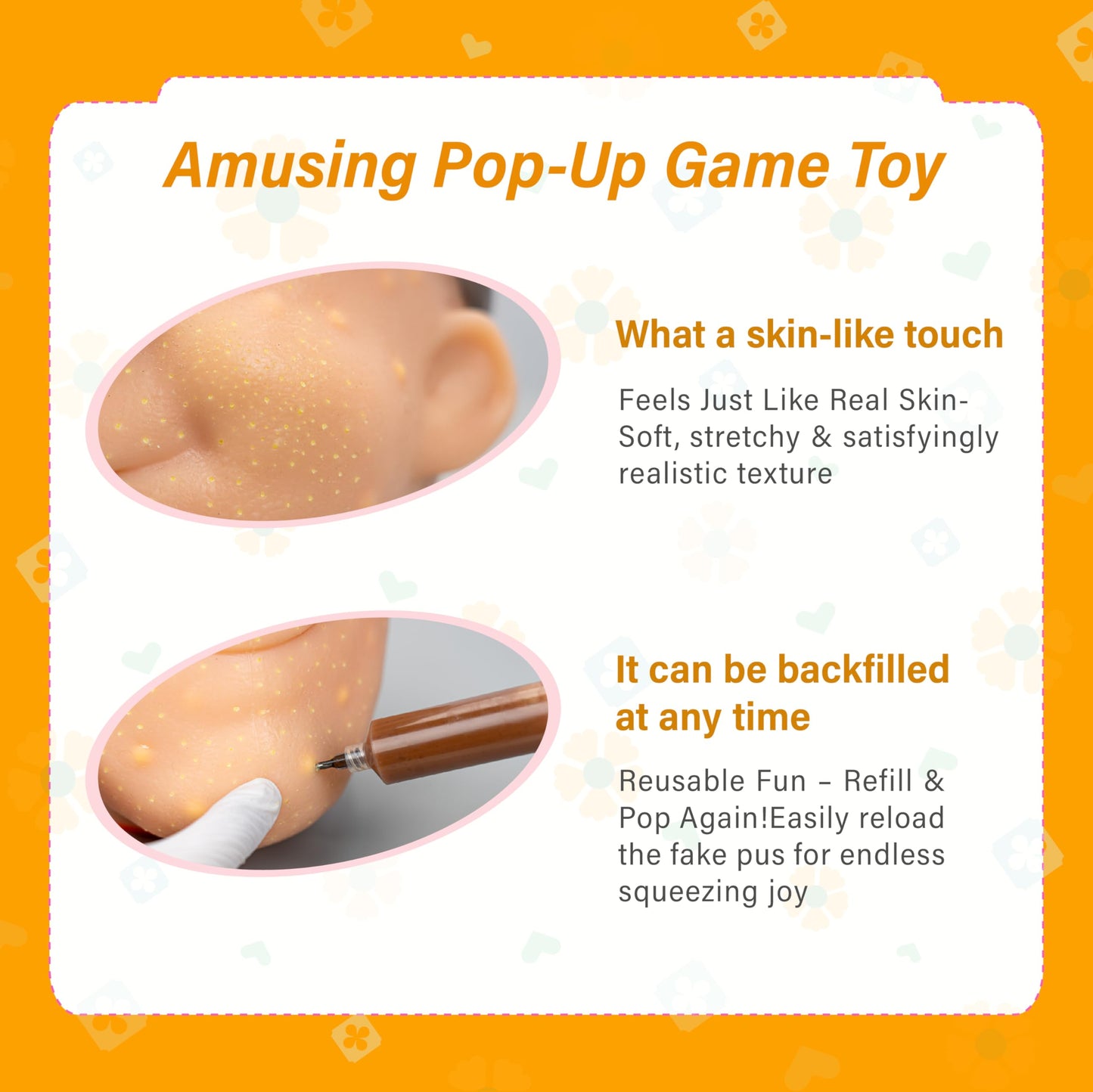 brenzo 2026 Refillable Pimple Popping Toy – Big Head Squeeze for Stress Relief