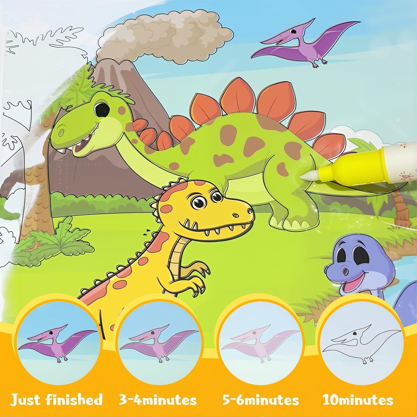 Bresdim Water Painting Books – 4-Pack Reusable Water Doodle Books for Toddlers (Ages 3+)