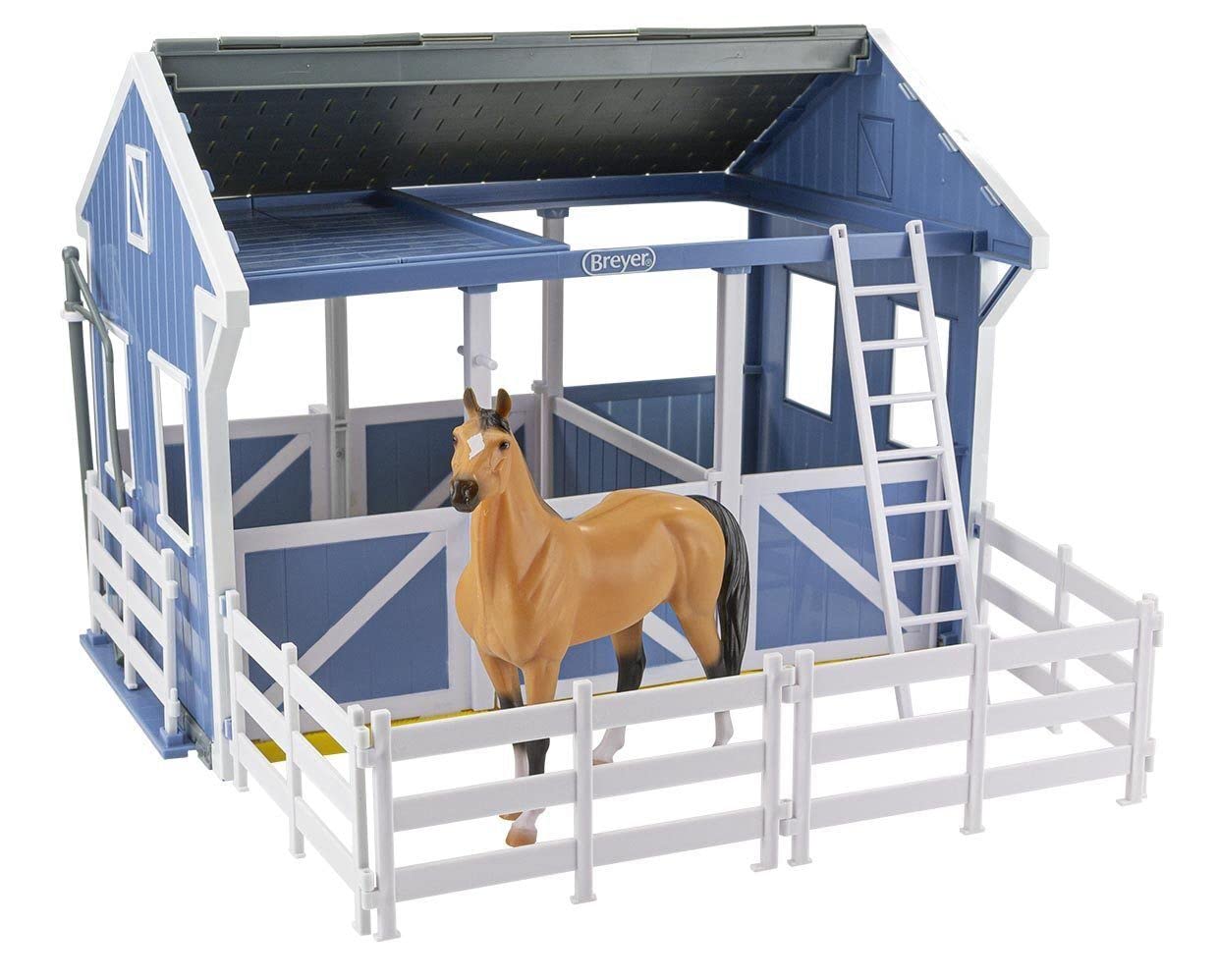 Breyer Freedom Series Deluxe Country Stable & Wash Stall with Buckskin Quarter Horse 1:12 Scale – Model 61149