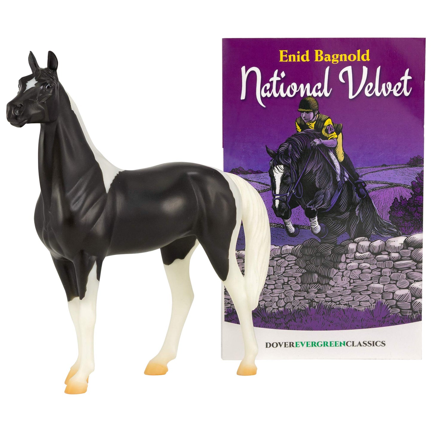 Breyer Freedom Series National Velvet Horse and Book Set | 1:12 Scale Model #6180 (Black and White)