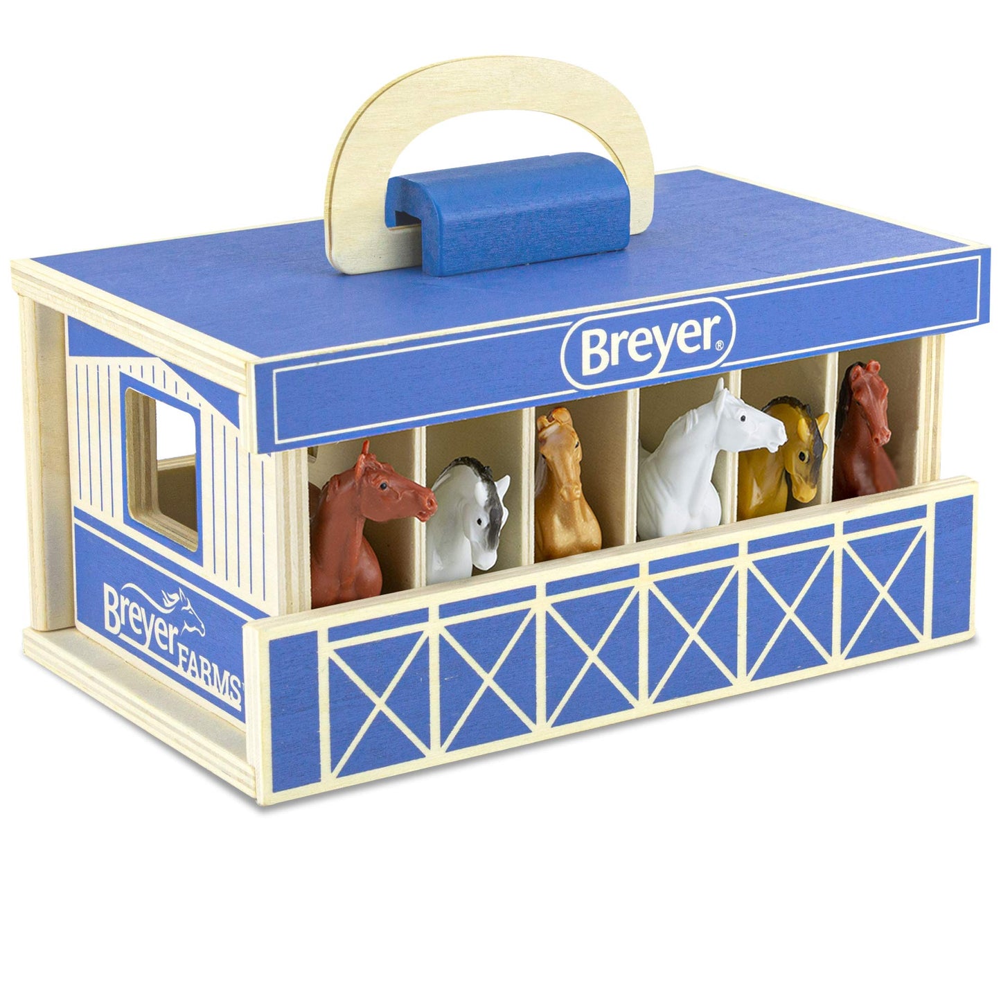 Breyer Horses Farms Wooden Stable Playset with 6 Horses – 1:32 Scale