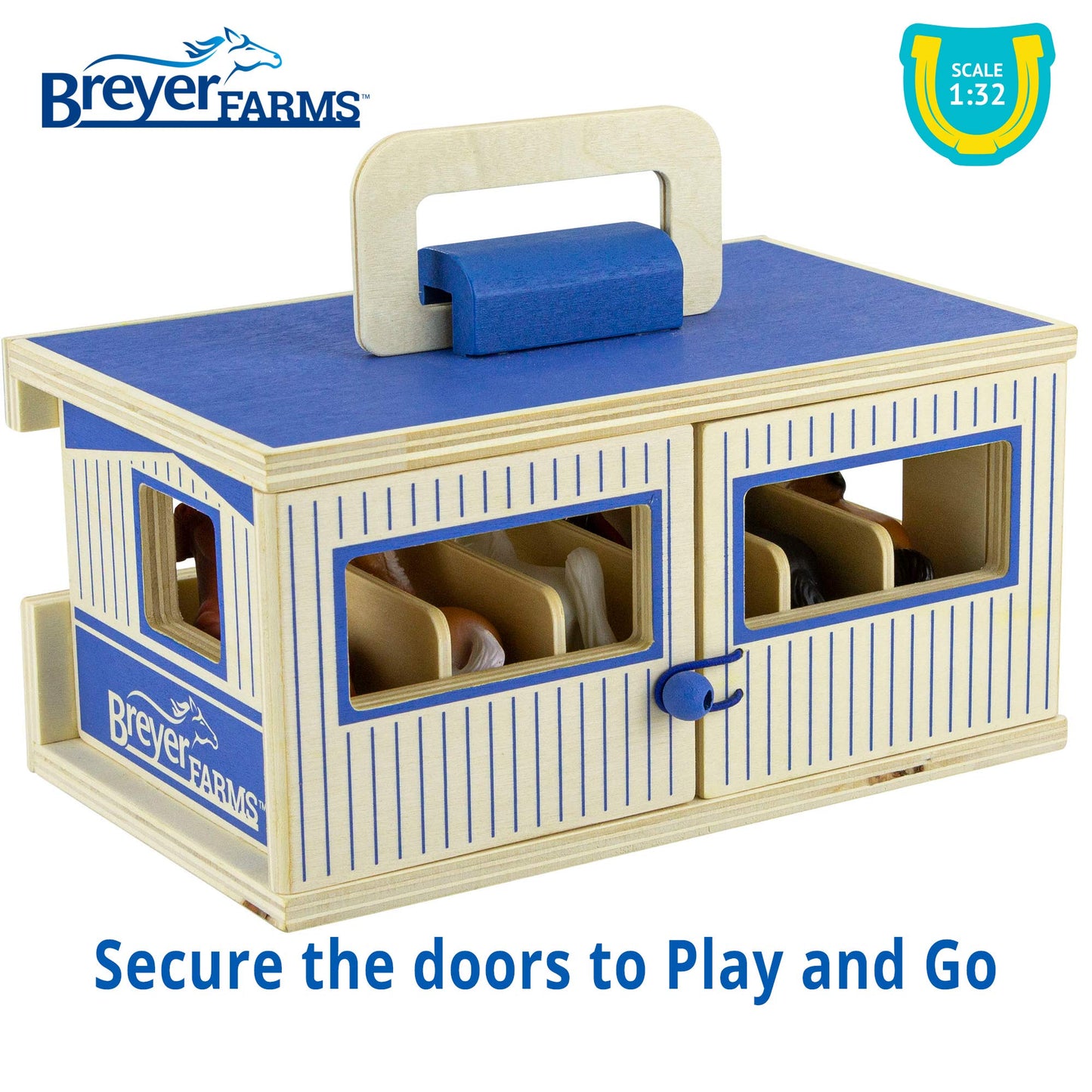 Breyer Horses Farms Wooden Stable Playset with 6 Horses – 1:32 Scale
