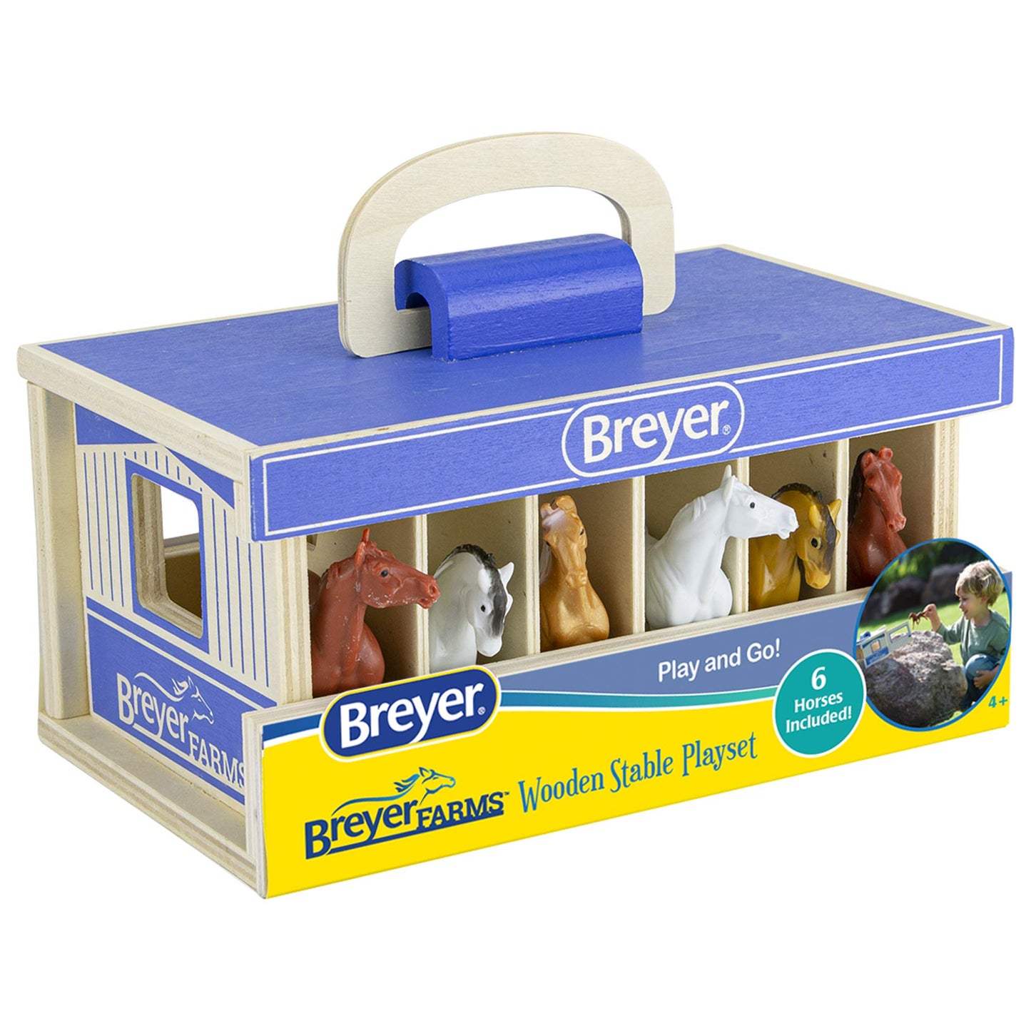 Breyer Horses Farms Wooden Stable Playset with 6 Horses – 1:32 Scale