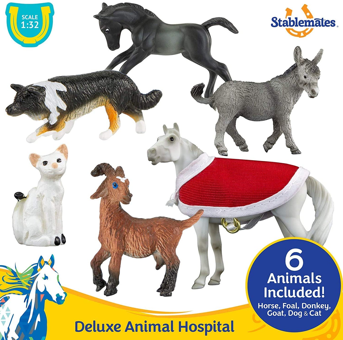 Breyer Stablemates Deluxe Animal Hospital 10-Piece Playset – 1:32 Scale | Blue