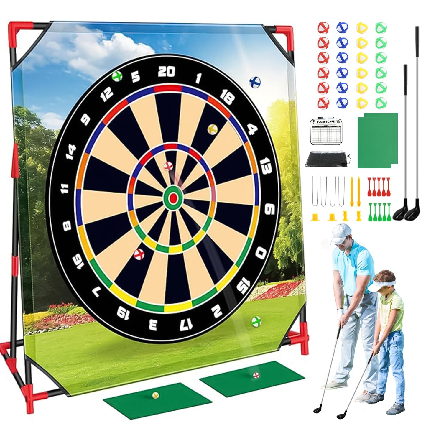 Brezzolife Golf Chipping Game with Stand & 54x54 Hitting Mat – Indoor/Outdoor