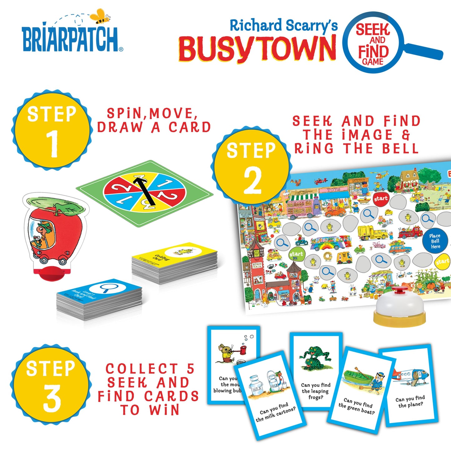 Briarpatch Busytown Seek and Find Game – Cooperative, Screen-Free Fun for Preschool to 1st Grade