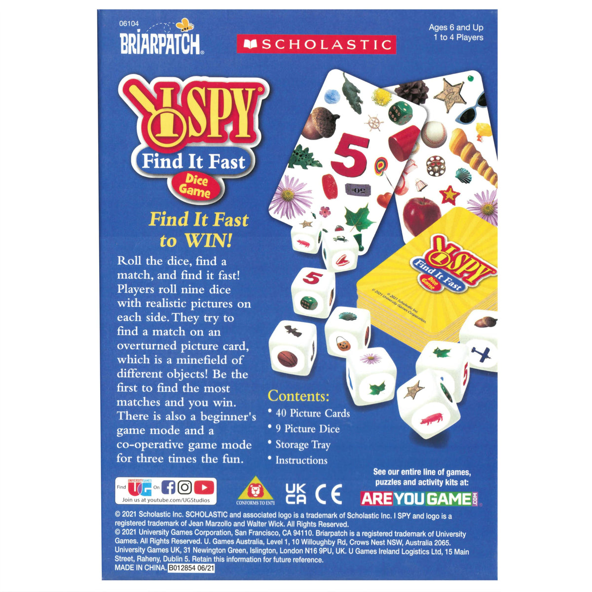 Briarpatch I SPY Find It Fast Game | Quick Dice Action & Literacy for Ages 6+