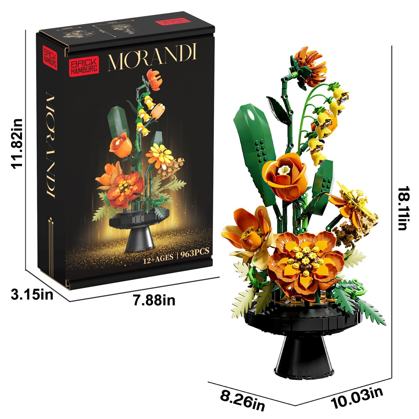 BRICK HAMBURG Flower Bouquet Building Set – DIY Artificial Flowers for Home & Office Decor