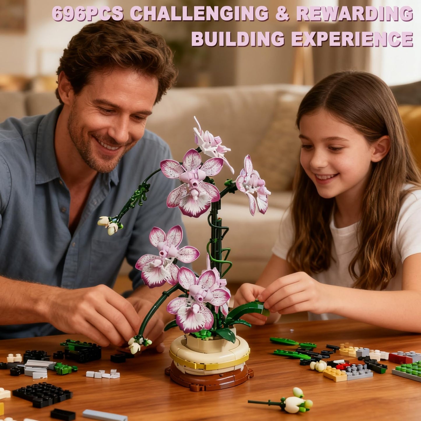 BRICK HAMBURG Flowers Toys Building Blocks Set with Vase – Realistic Never-Wilting Bouquet for Home & Office Decor