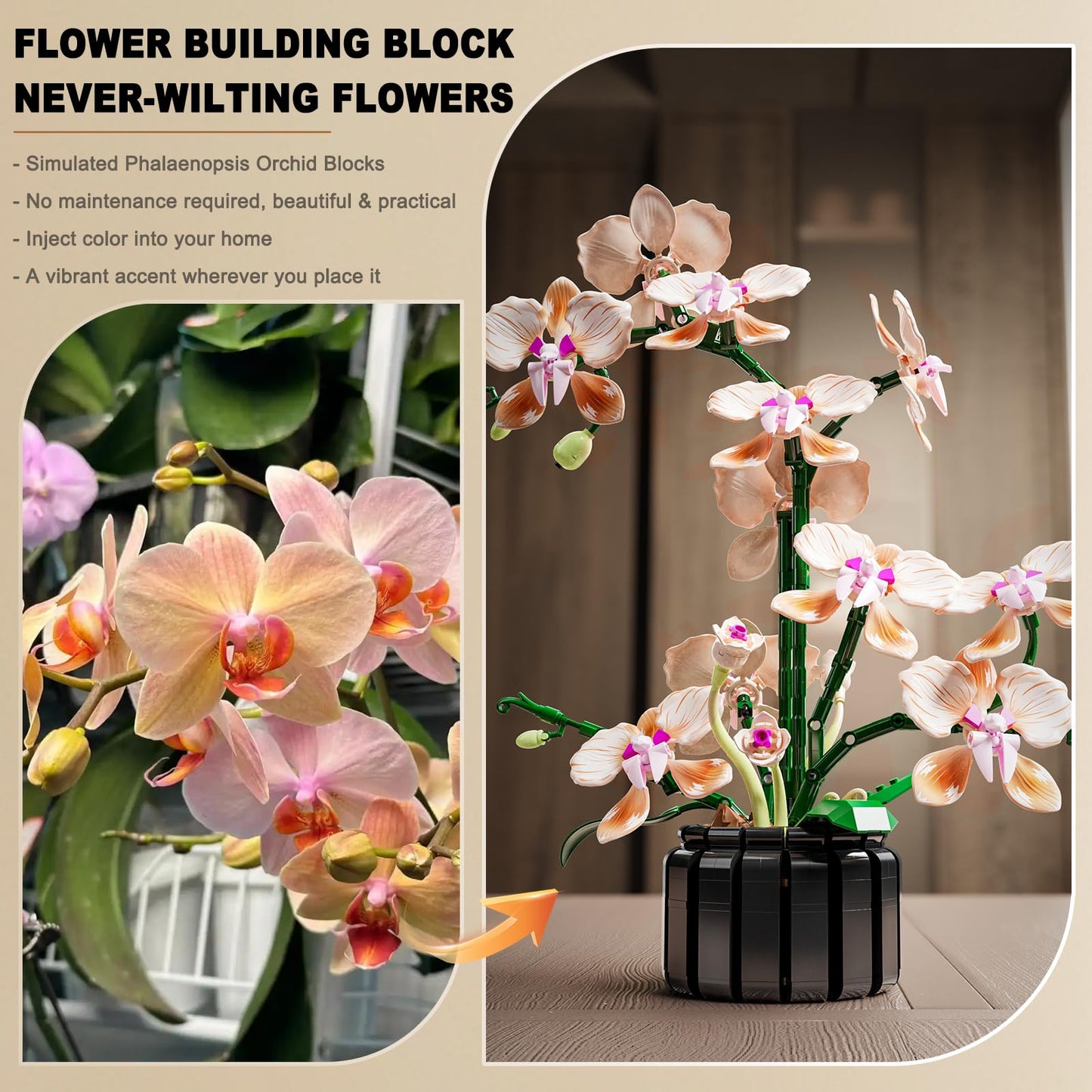 BRICK HAMBURG Flower Bouquet Building Blocks Kit – DIY Artificial Flowers for Home & Office