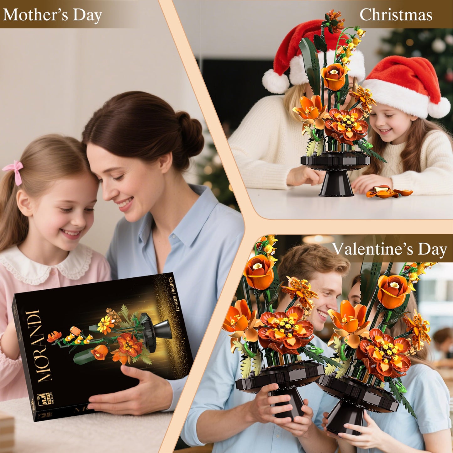 BRICK HAMBURG Flower Bouquet Building Set – DIY Artificial Flowers for Home & Office Decor