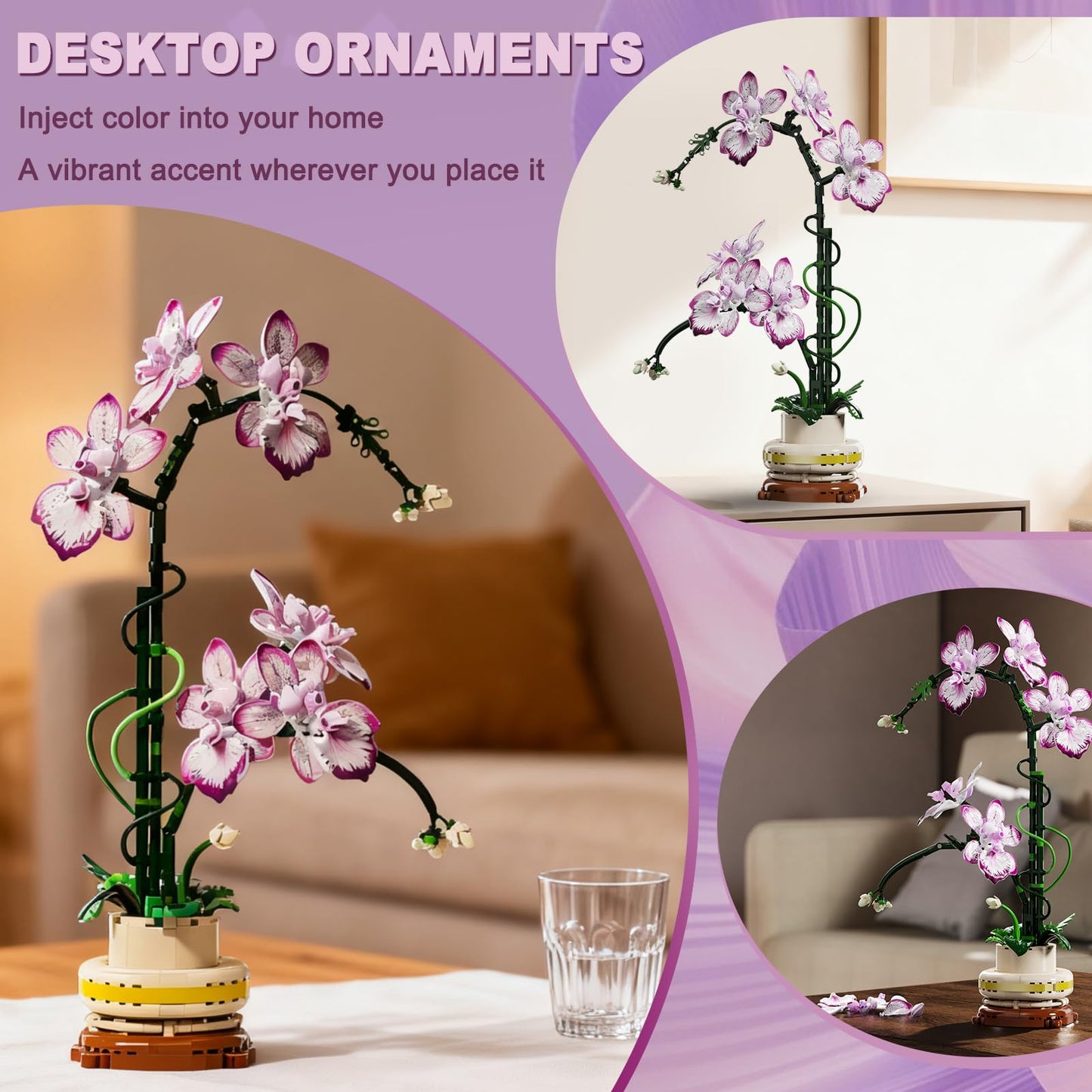 BRICK HAMBURG Flowers Toys Building Blocks Set with Vase – Realistic Never-Wilting Bouquet for Home & Office Decor