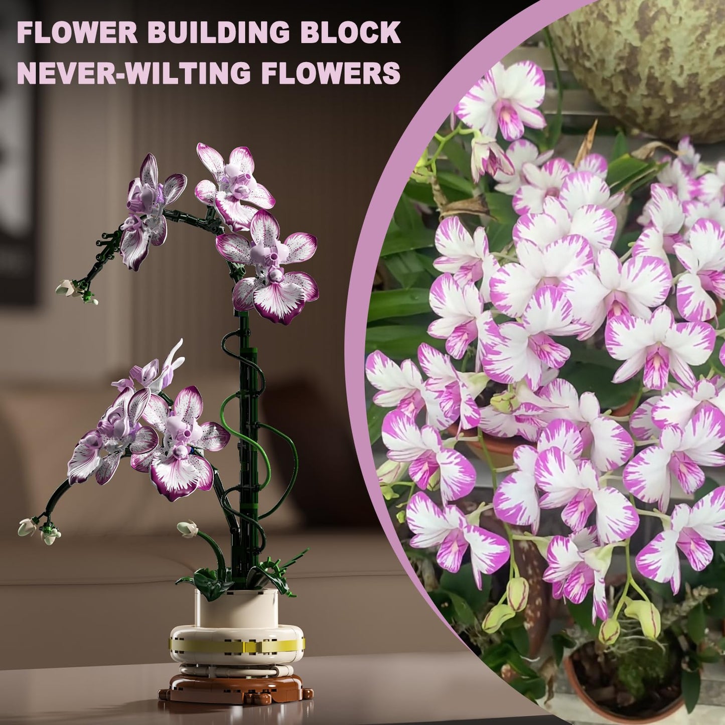 BRICK HAMBURG Flowers Toys Building Blocks Set with Vase – Realistic Never-Wilting Bouquet for Home & Office Decor