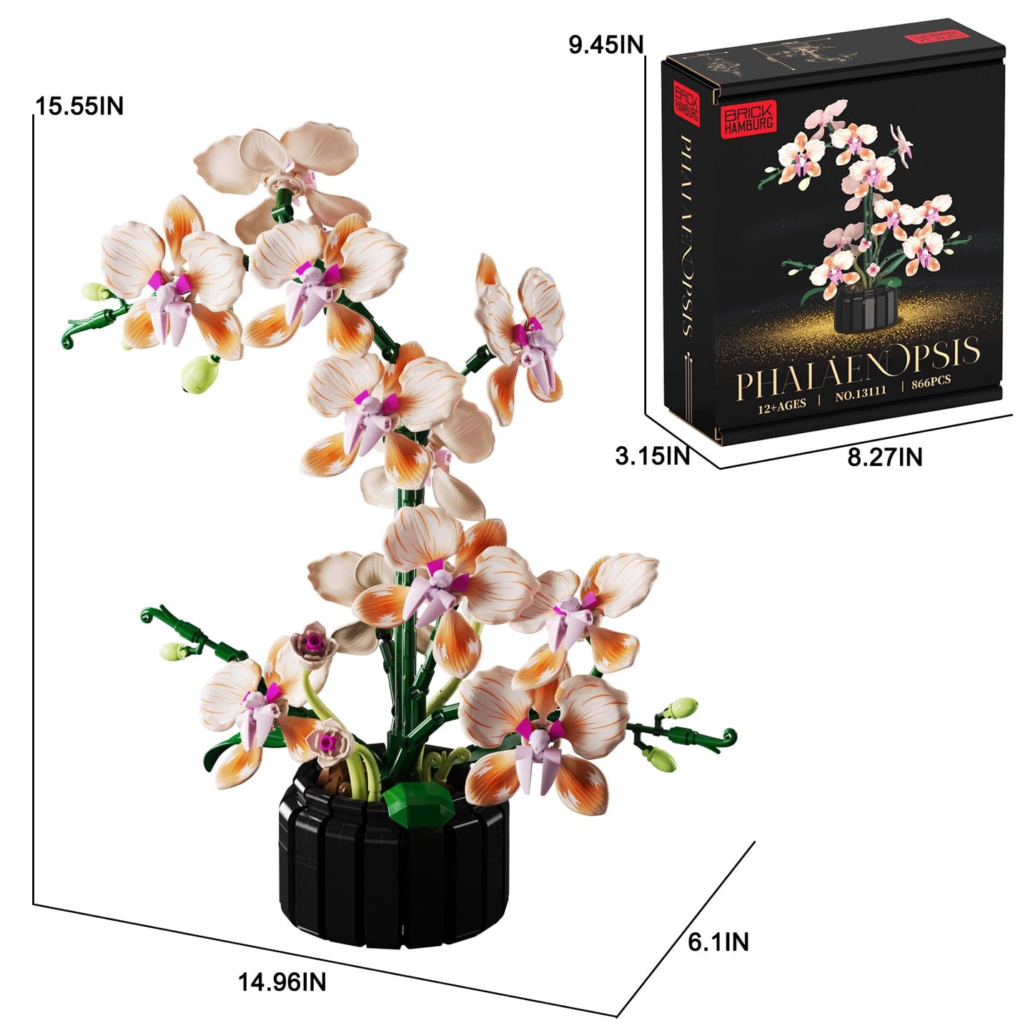 BRICK HAMBURG Flower Bouquet Building Blocks Kit – DIY Artificial Flowers for Home & Office