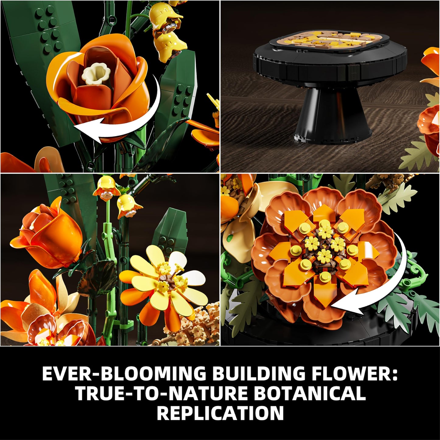 BRICK HAMBURG Flower Bouquet Building Set – DIY Artificial Flowers for Home & Office Decor