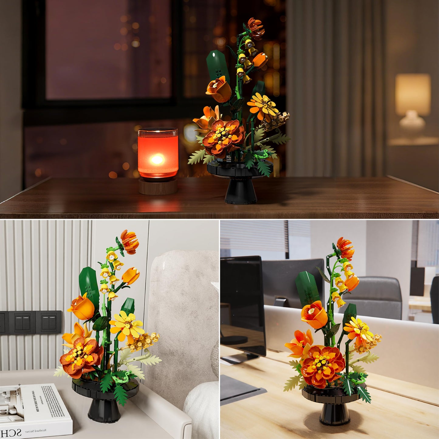 BRICK HAMBURG Flower Bouquet Building Set – DIY Artificial Flowers for Home & Office Decor