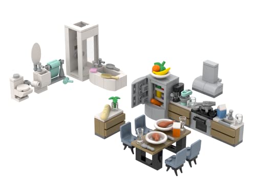 Brick Loot Kitchen & Bath Building Brick Set – 288 Pieces, LEGO Compatible