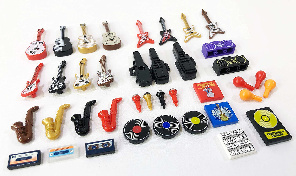 Brick Loot Music Instrument Pack – 38 Minifig Guitar & Microphone Accessories
