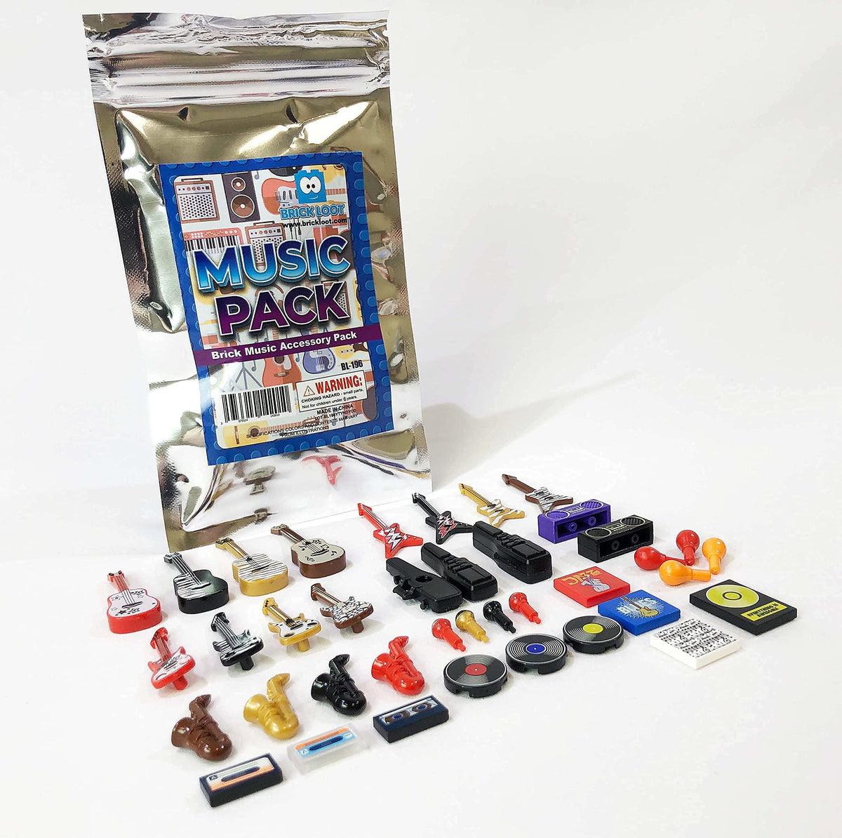 Brick Loot Music Instrument Pack – 38 Minifig Guitar & Microphone Accessories