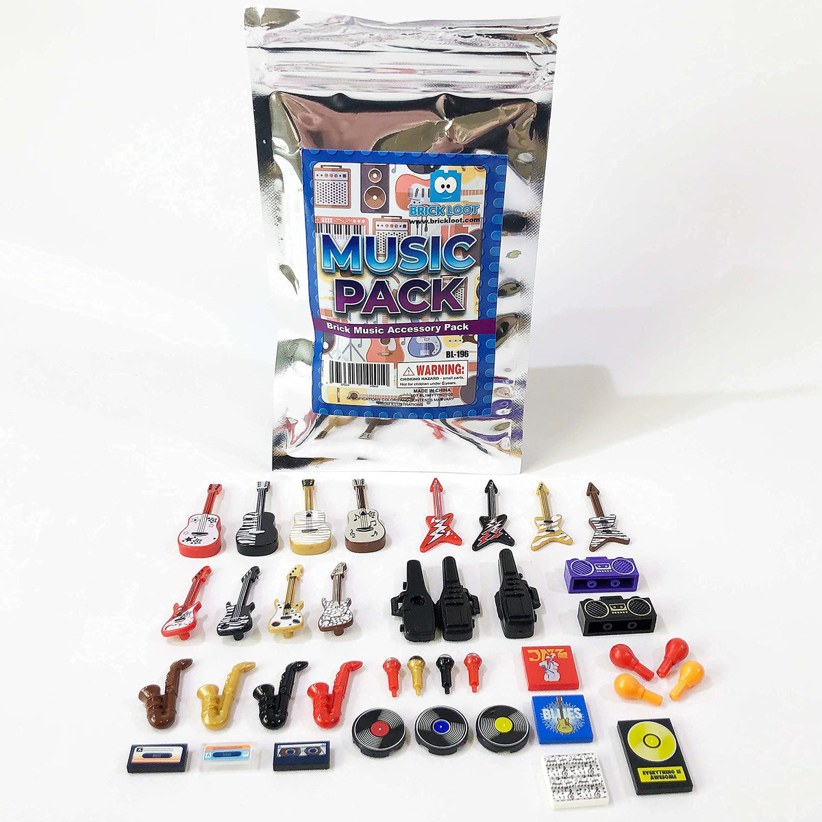 Brick Loot Music Instrument Pack – 38 Minifig Guitar & Microphone Accessories