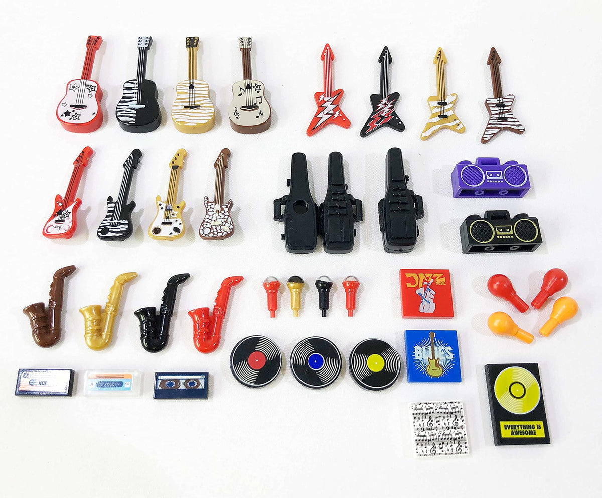 Brick Loot Music Instrument Pack – 38 Minifig Guitar & Microphone Accessories