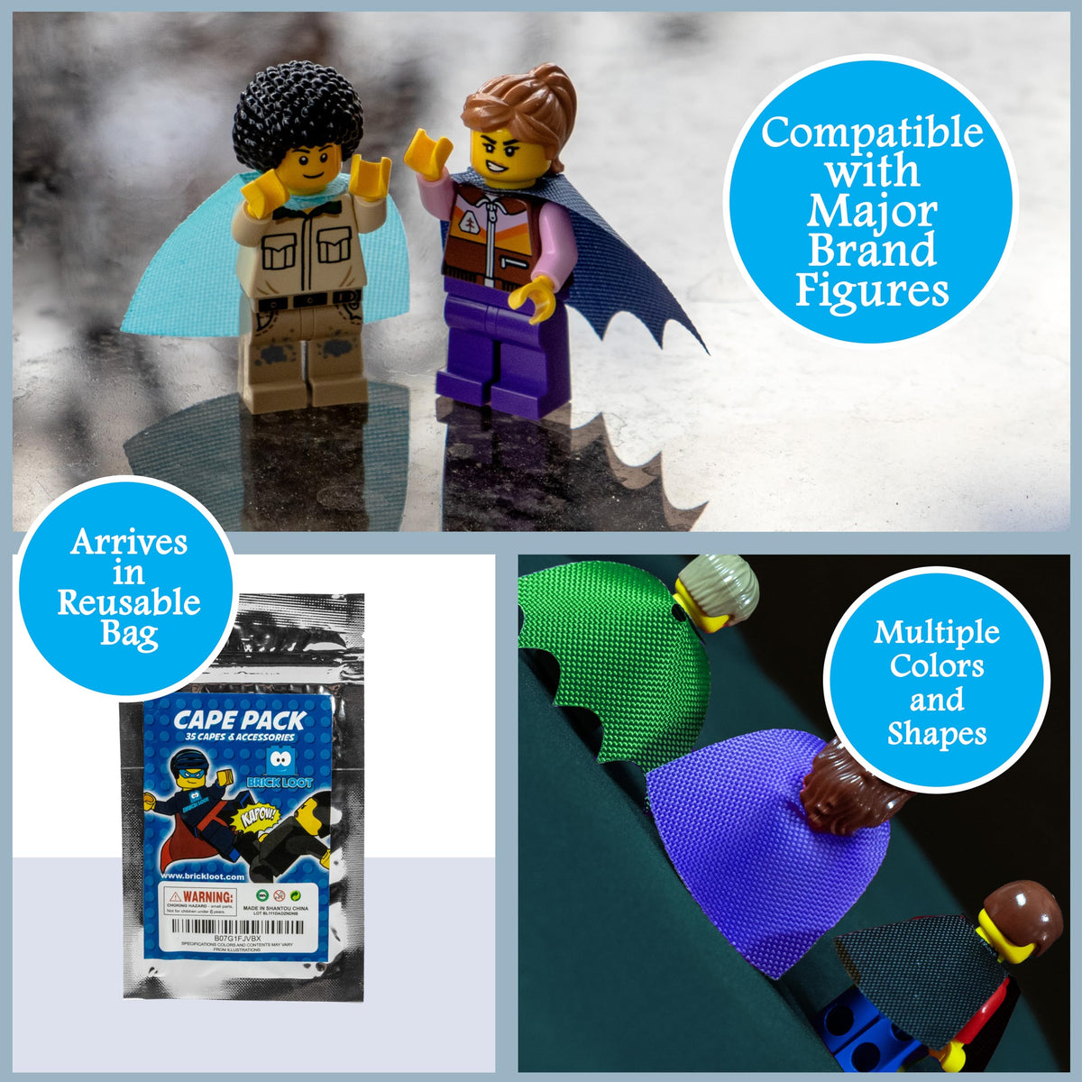 Brick Loot Superhero Capes for Mini Figures – 35-Piece Cape Set for LEGO Minifigures | Gift for Kids 6+