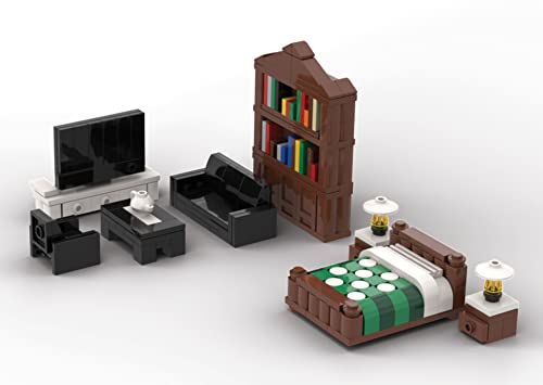 Brick Loot 236-Piece LEGO-Compatible Minifigure City Furniture Set – Sofa, Bed, TV, Bookshelf for Adults & Kids 6+