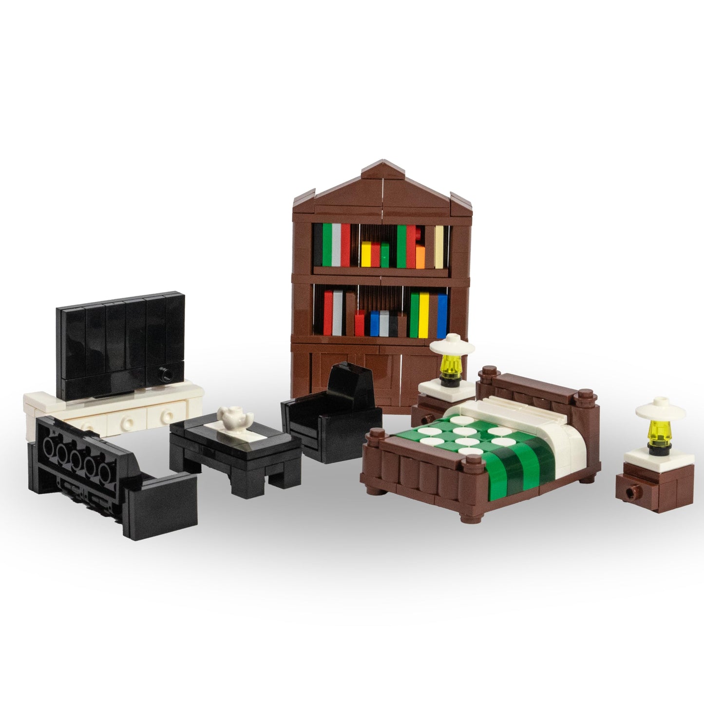 Brick Loot 236-Piece LEGO-Compatible Minifigure City Furniture Set – Sofa, Bed, TV, Bookshelf for Adults & Kids 6+