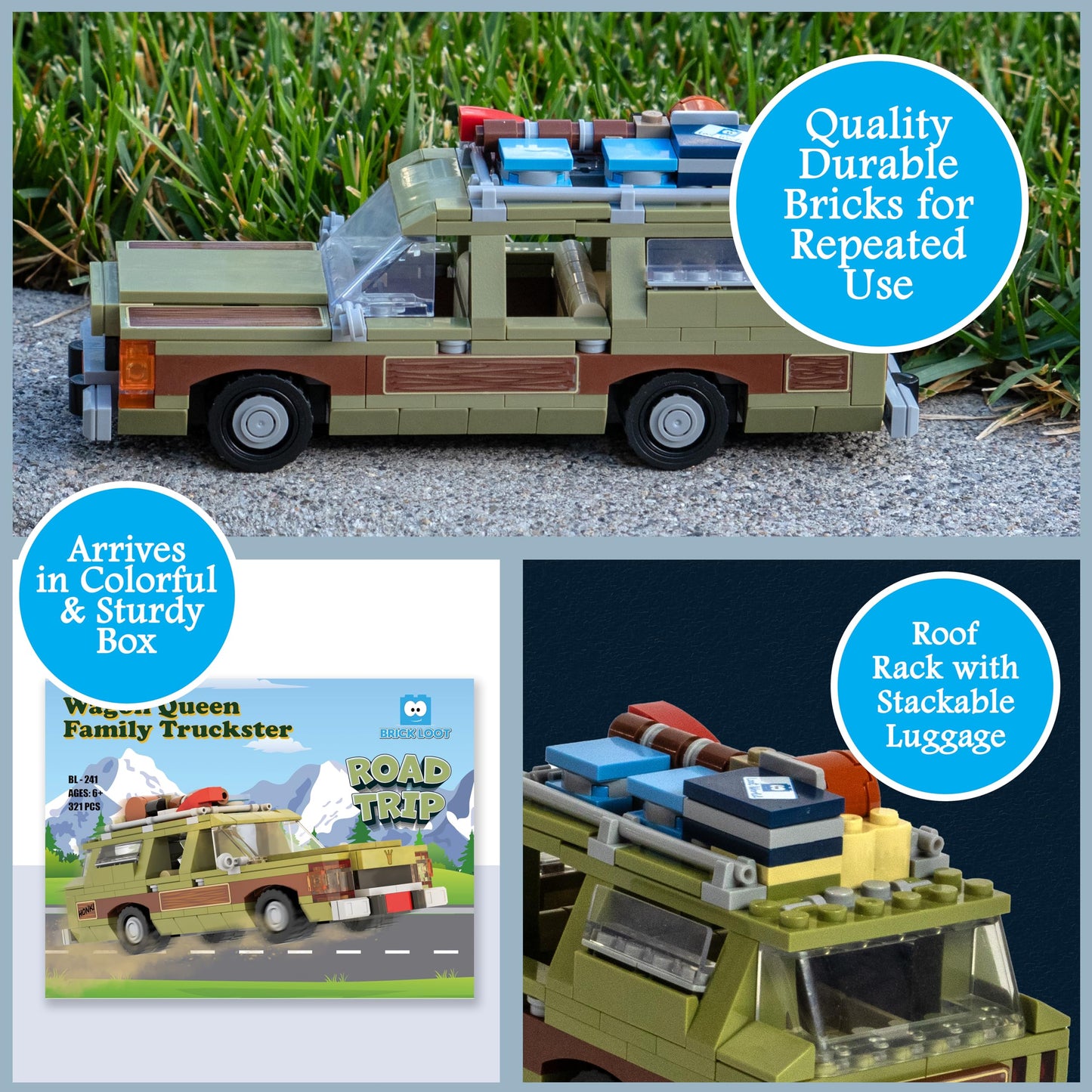 Brick Loot Wagon Queen Truckster Toy Building Set – 312 Pieces, LEGO-Compatible