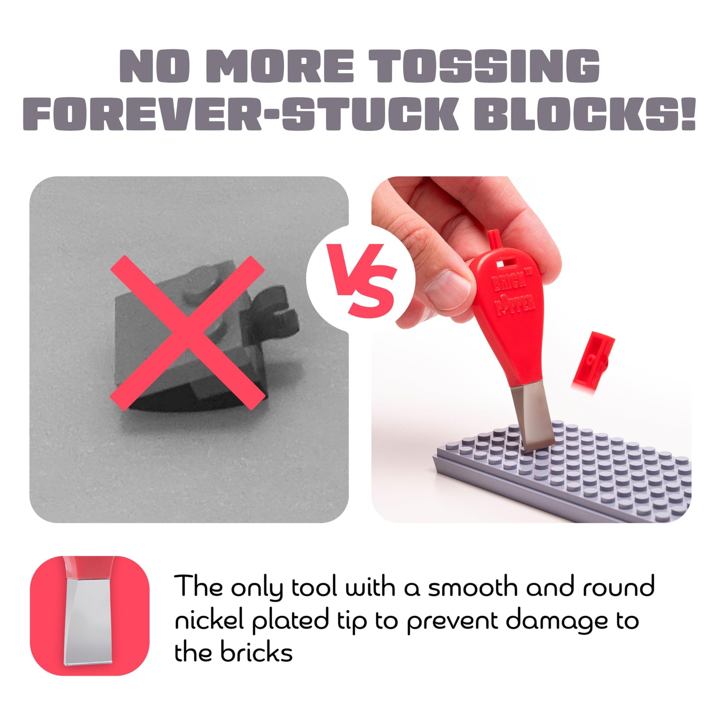 Brick Popper - World's Fastest Brick Separator Tool for Kids & Adults (Red)