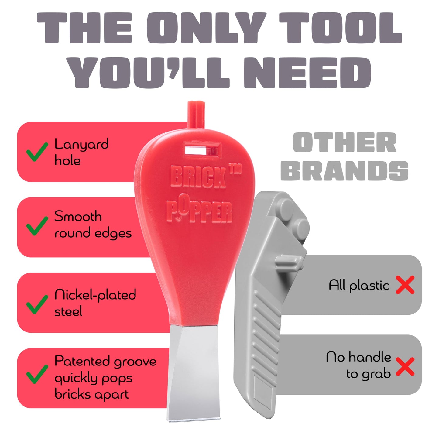 Brick Popper - World's Fastest Brick Separator Tool for Kids & Adults (Red)