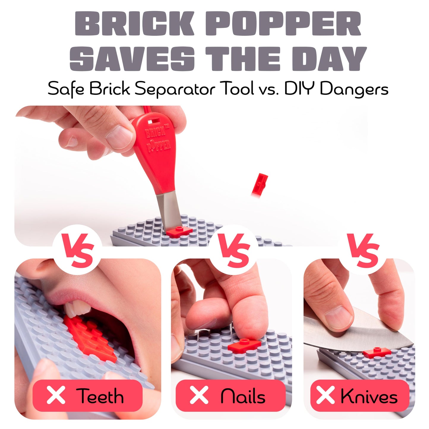 Brick Popper - World's Fastest Brick Separator Tool for Kids & Adults (Red)