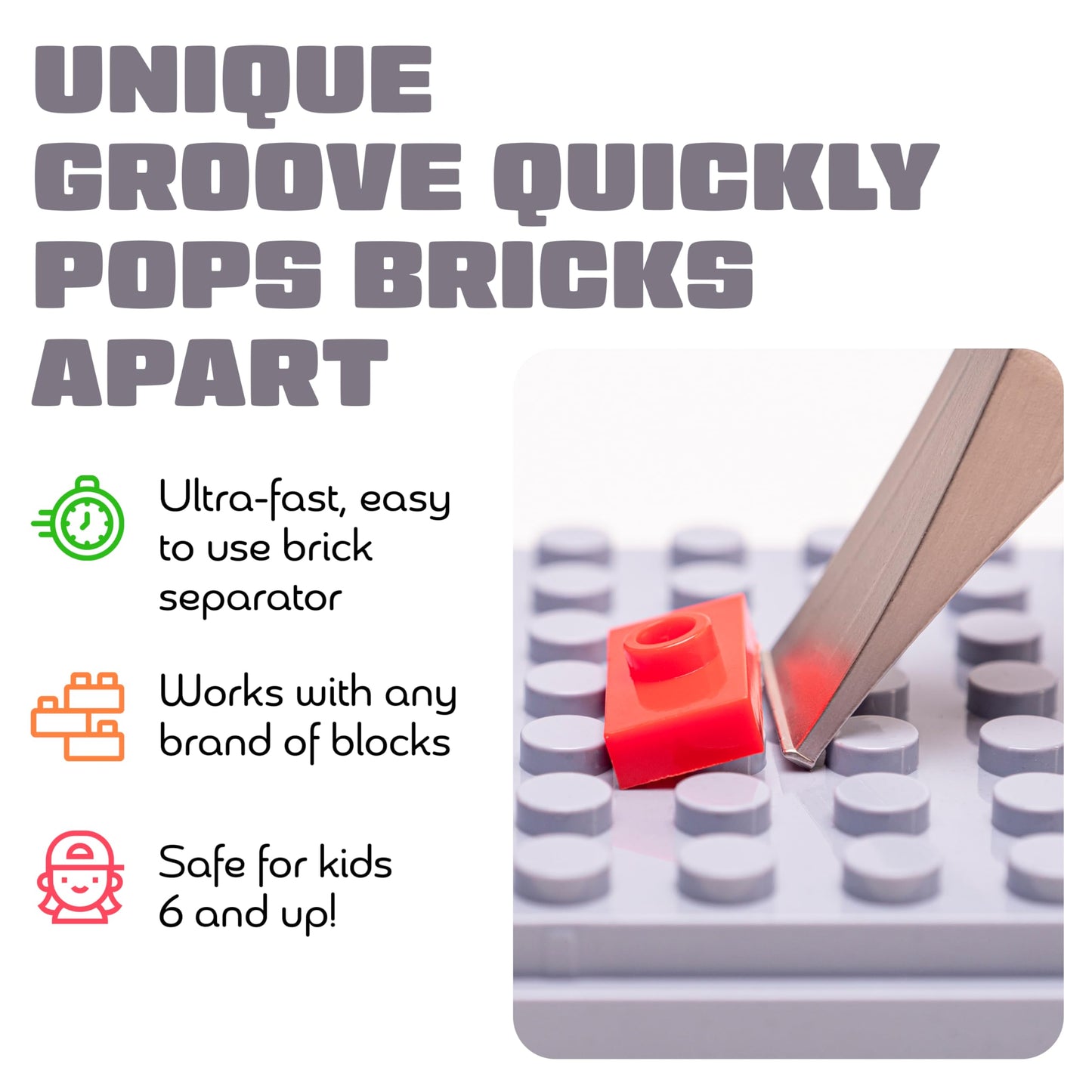 Brick Popper - World's Fastest Brick Separator Tool for Kids & Adults (Red)