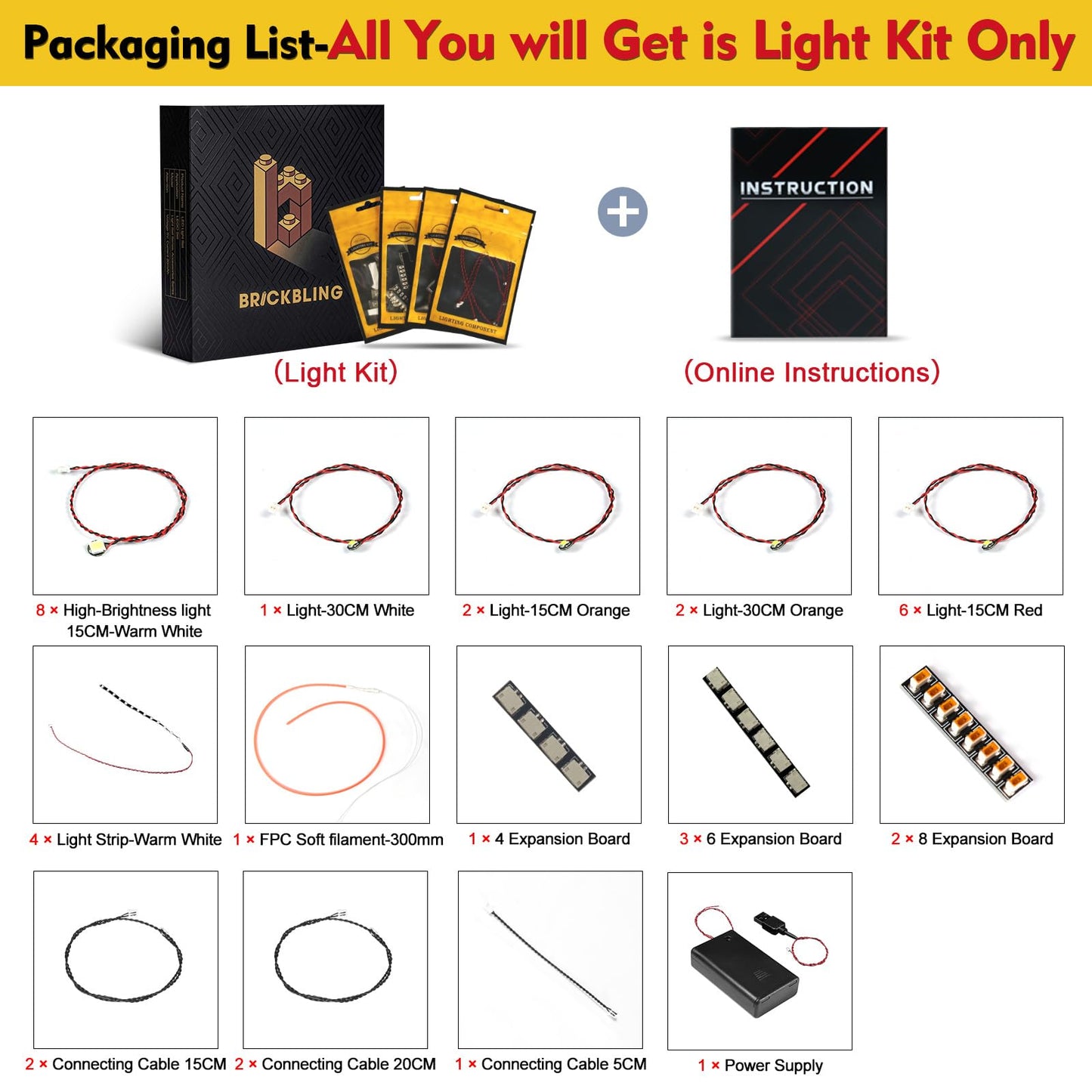 BrickBling Light for Lego Balrog Book Nook (10367) – Excluding Bricks, 5V/2A Safe Lighting Kit