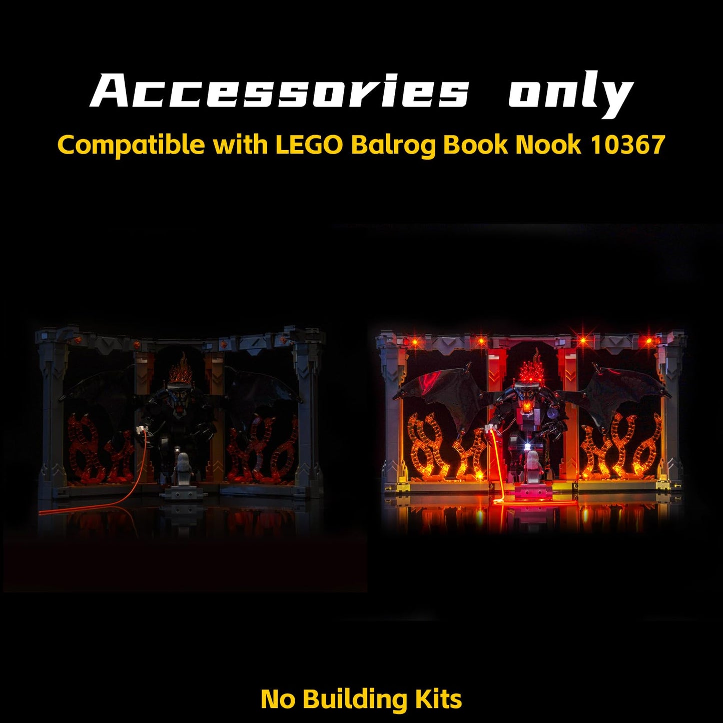 BrickBling Light for Lego Balrog Book Nook – 10367 Compatible RC Version (Excludes Bricks)