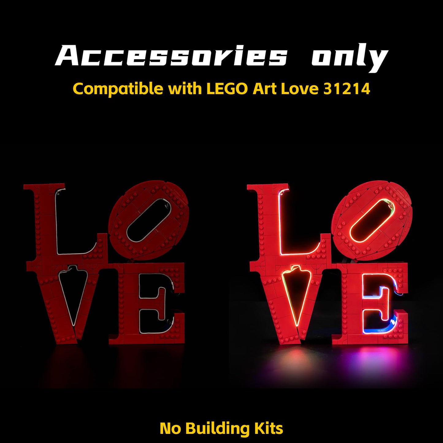 BrickBling LED Light for LEGO Art Love Sculpture (31214) – Creative USB Lighting Kit, Valentine’s Day Gift