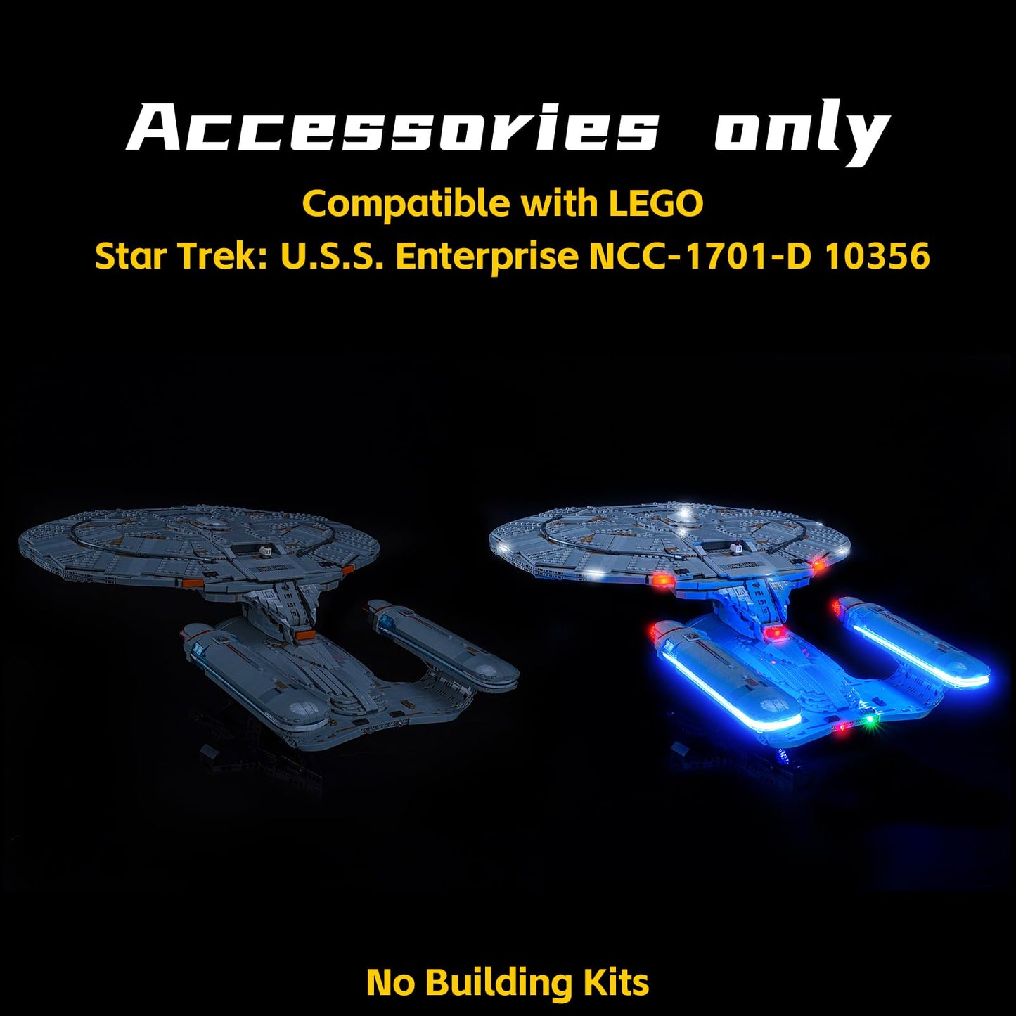 BrickBling LED Light Kit for Lego U.S.S. Enterprise NCC-1701-D (10356) – Light Only