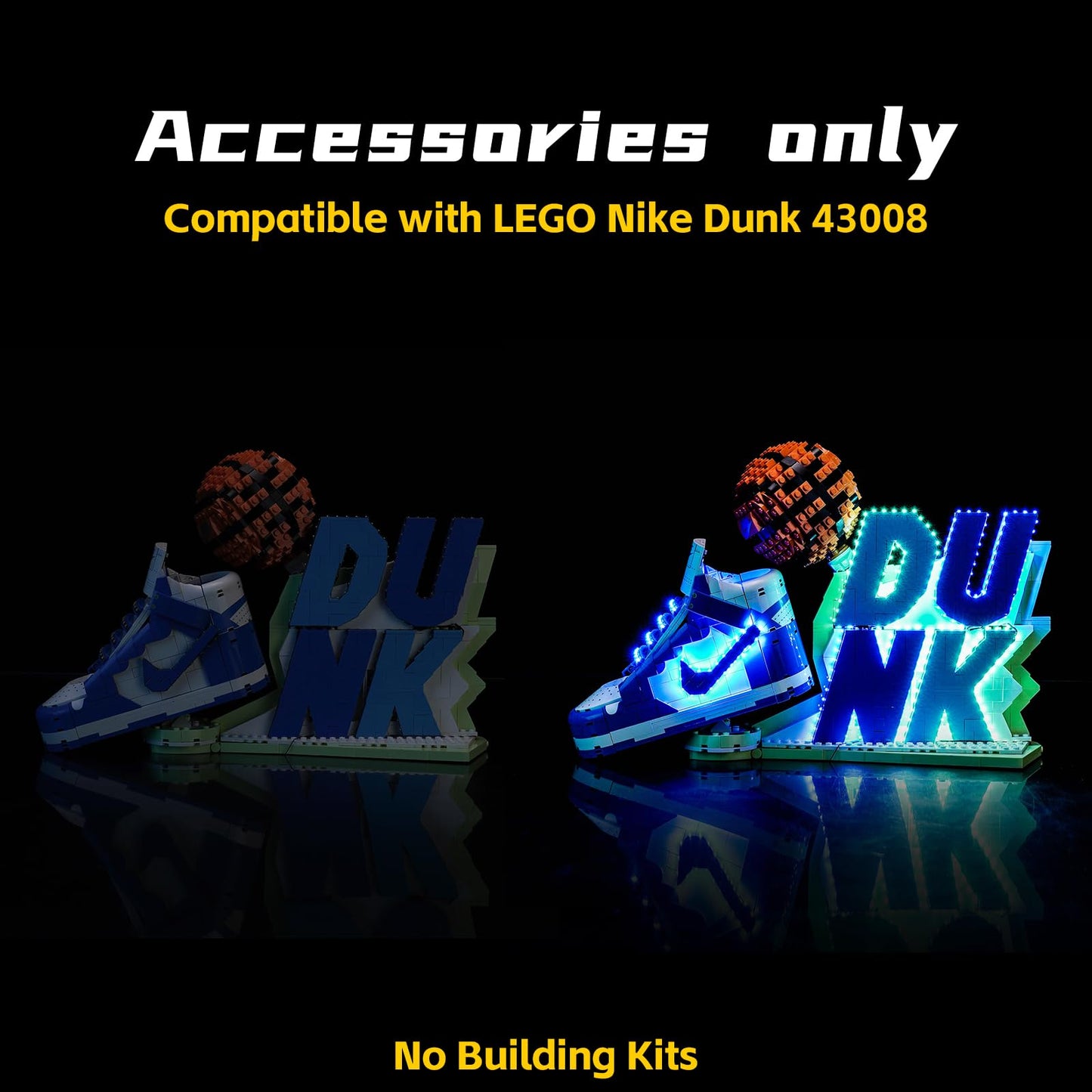 BrickBling LED Light for Lego Nike Dunk – Touch-Sensitive Dimmer, Lego 43008 (Excludes Bricks)