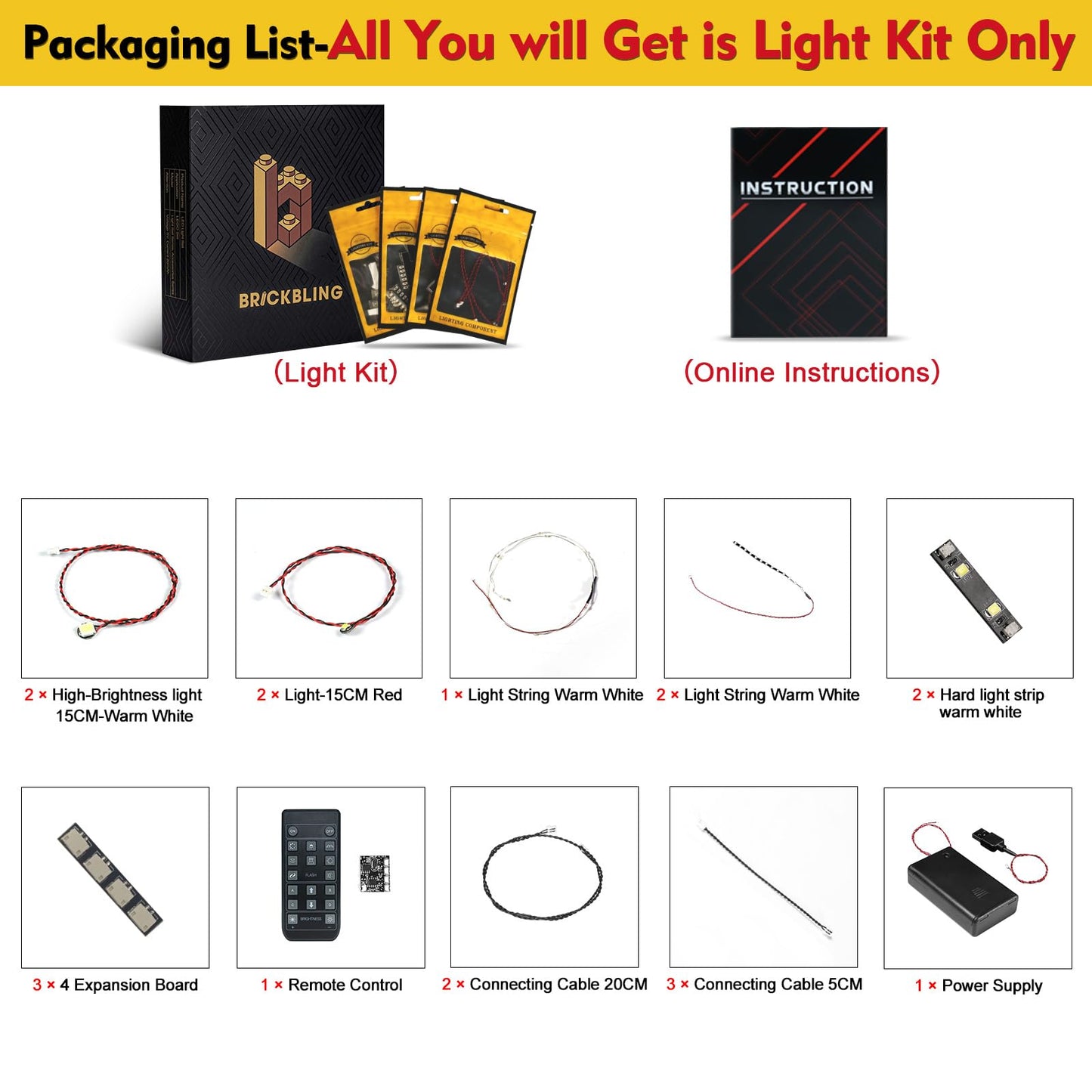 BrickBling LED Lighting Kit for Lego Ford Bronco Technic 42213 – Light Kit Only