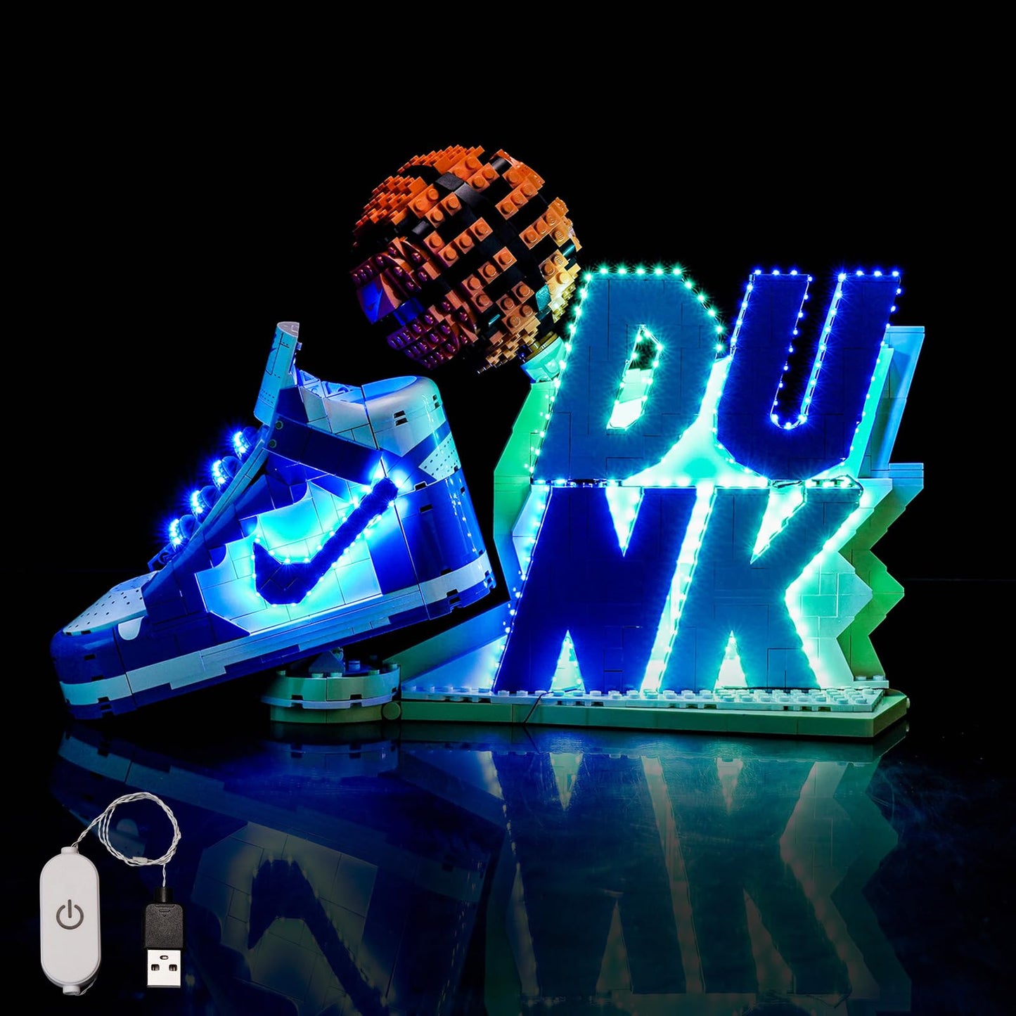 BrickBling LED Light for Lego Nike Dunk – Touch-Sensitive Dimmer, Lego 43008 (Excludes Bricks)