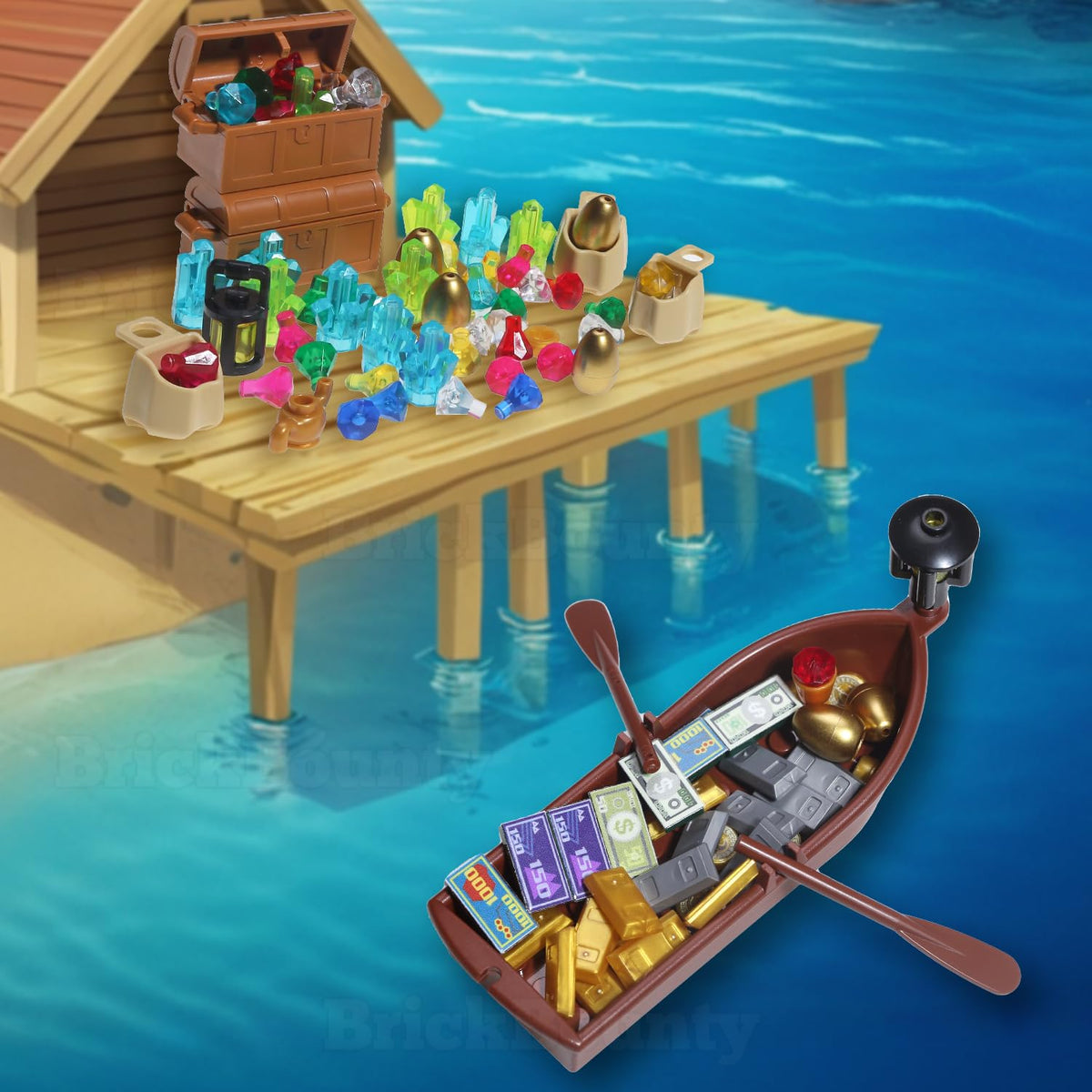 BrickBounty 220+ Pcs Pirate Treasure Building Blocks Set – Expedition Ship, Maps & Gold