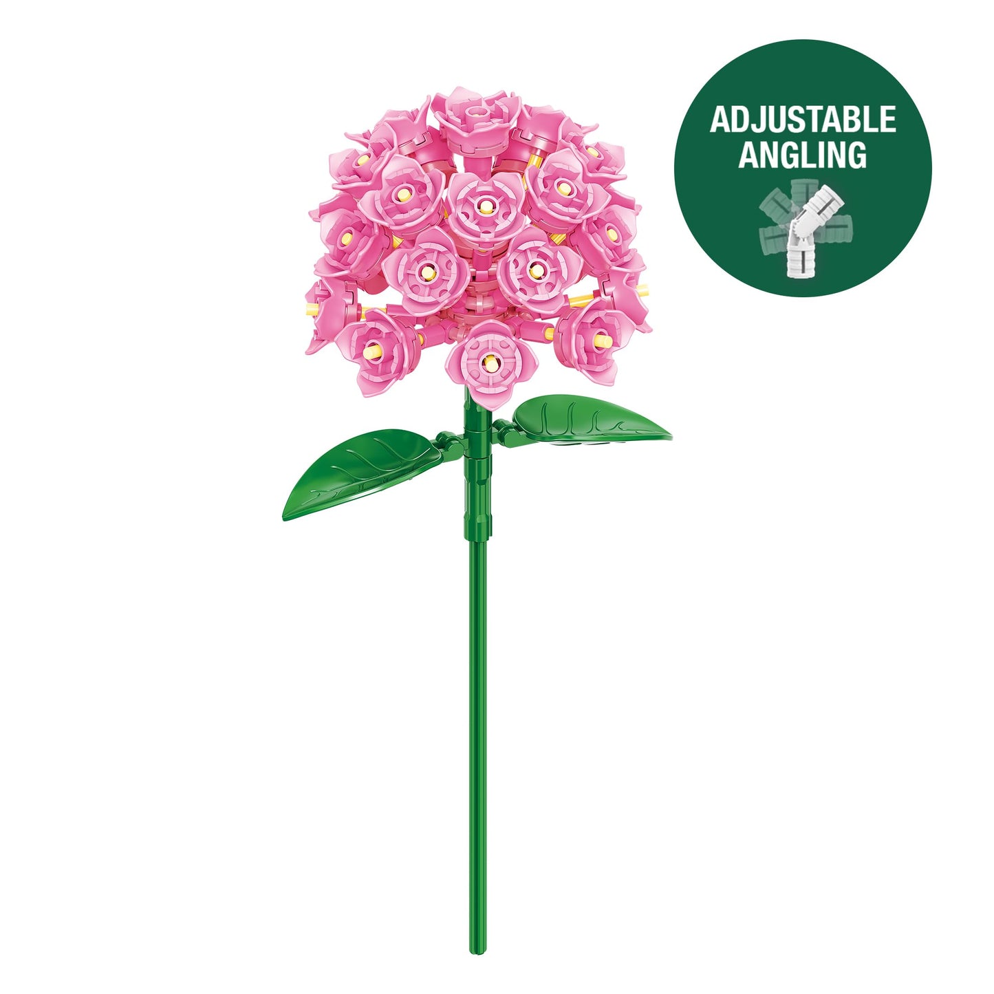Brickcraft Botanicals Pink Hydrangea Building Bricks Set – Compatible Blocks for All Ages