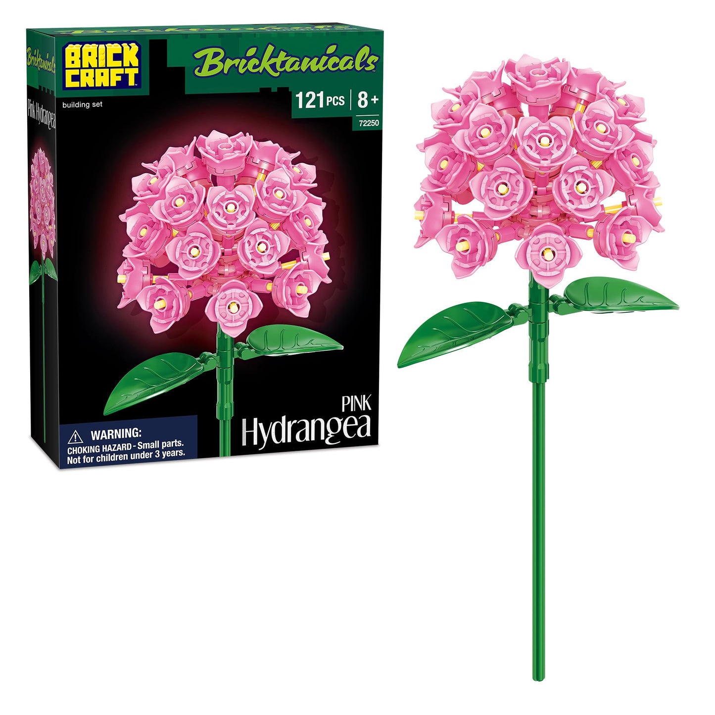 Brickcraft Botanicals Pink Hydrangea Building Bricks Set – Compatible Blocks for All Ages