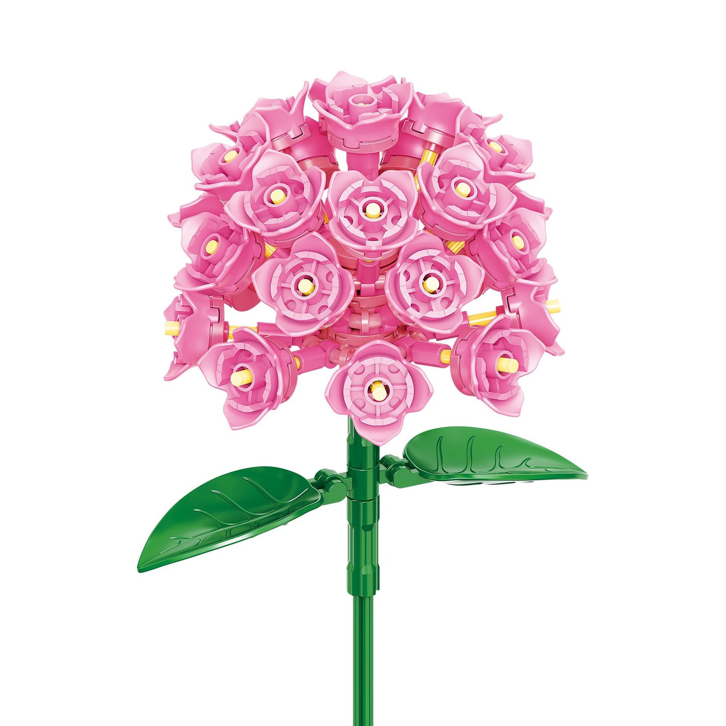 Brickcraft Botanicals Pink Hydrangea Building Bricks Set – Compatible Blocks for All Ages