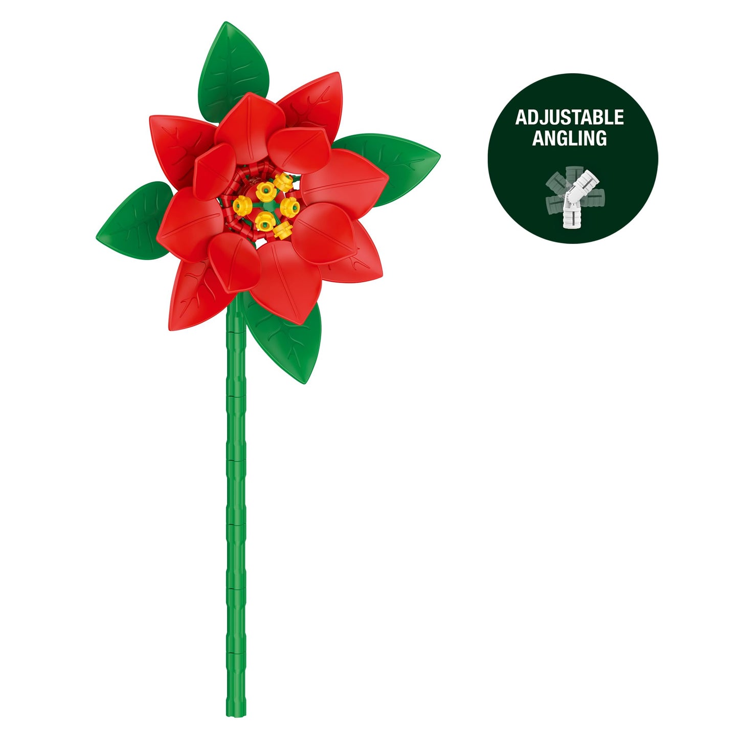 Brickcraft Bricktanicals Poinsettia Building Set — 56 PCS Holiday DIY Flower Kit