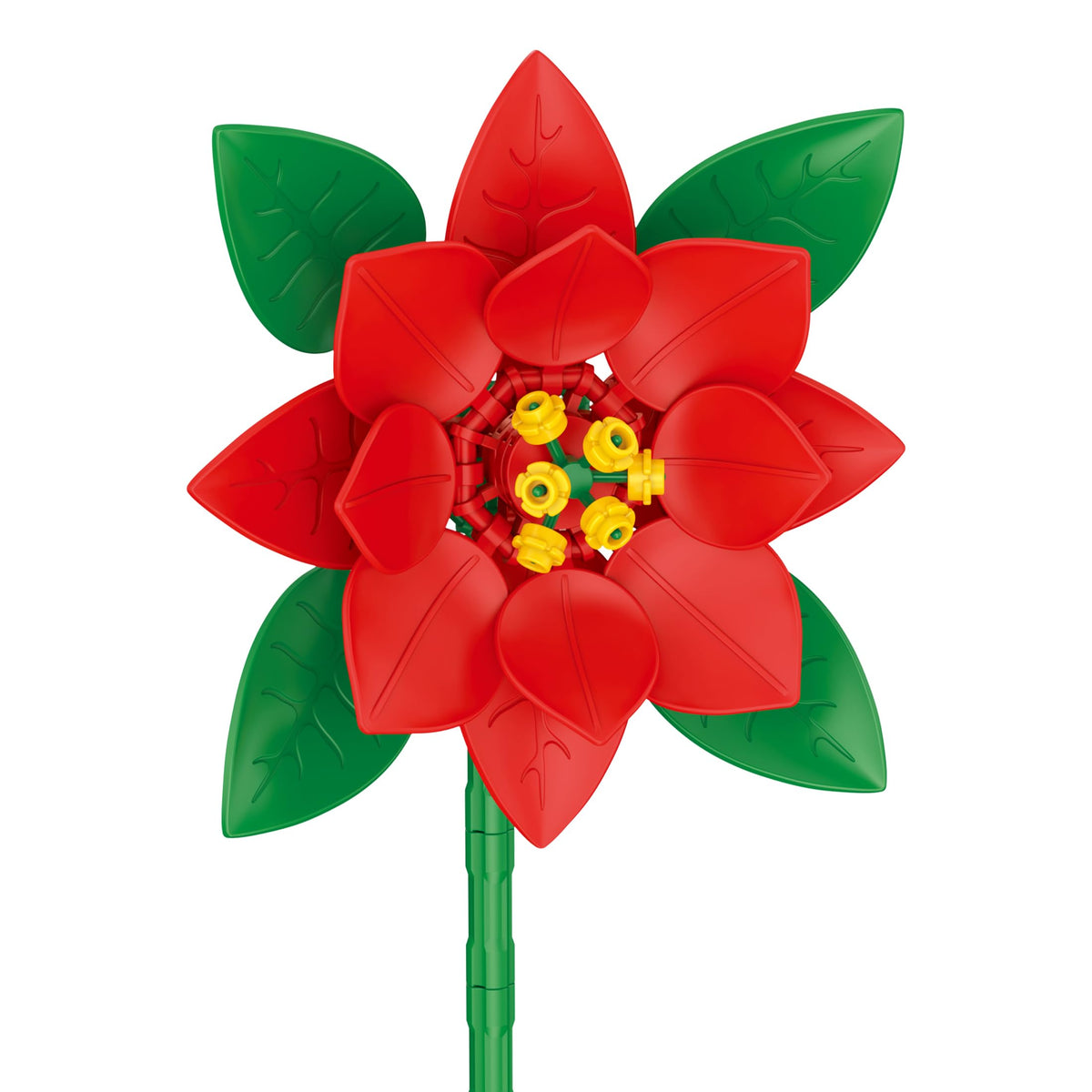 Brickcraft Bricktanicals Poinsettia Building Set — 56 PCS Holiday DIY Flower Kit